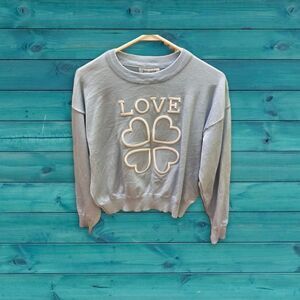 Gray Love Sweatshirt with Clover Design